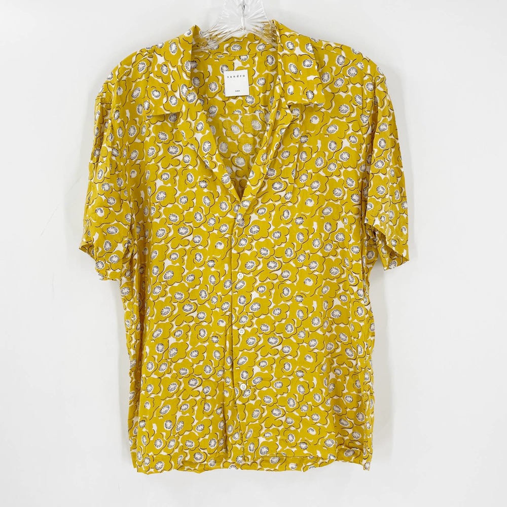 Sandro Paris Yellow Floral Button Front Shirt